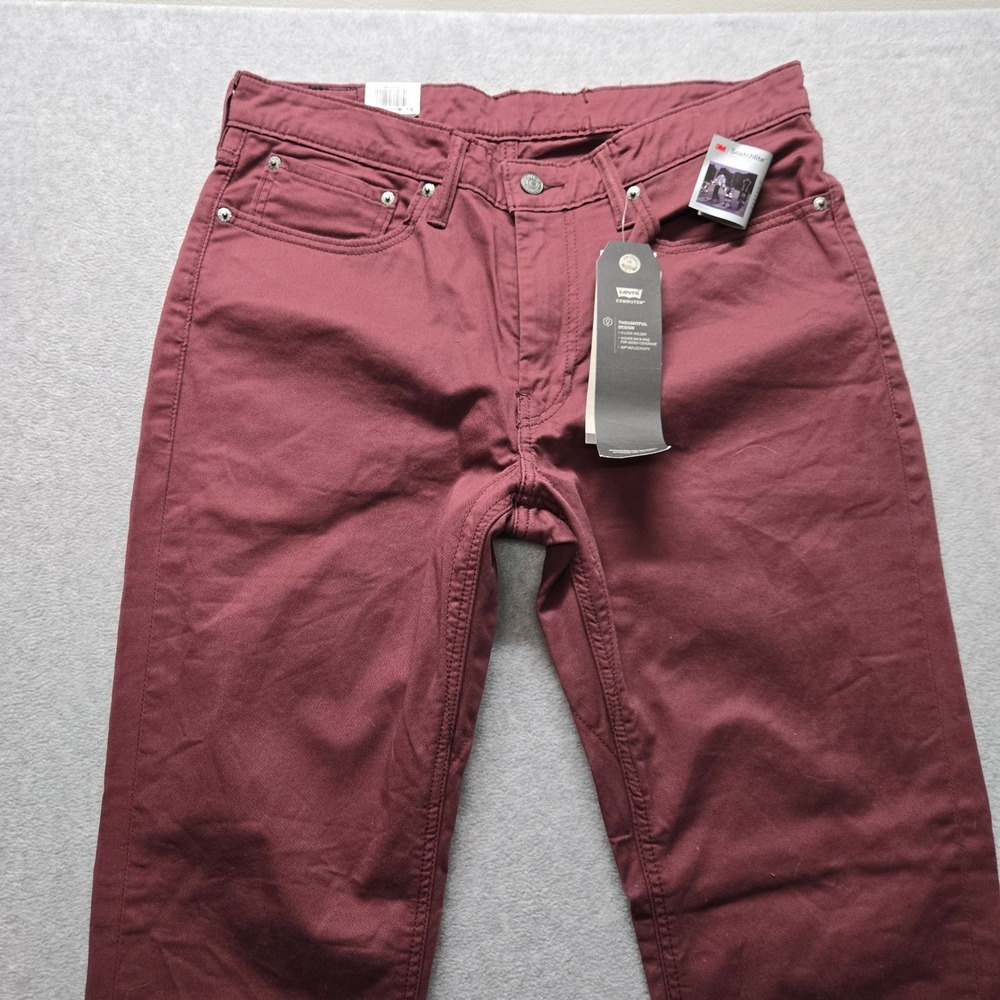 Levis Commuter 511 Slim Fit Pants Burgundy Maroon 3M Reflective 34x34 NEW - Picture 2 of 9